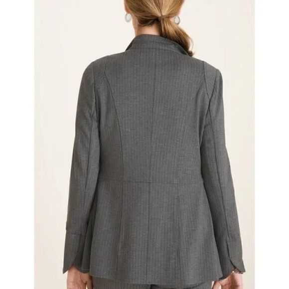 Chico's Long Sleeve Classic Fit Striped Ponte Blazer Gray Sz 2 (12/14) - Picture 3 of 4